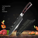 Stainless Steel Chef Knife Set with Knife Cover Case Sheath 8 Pcs  Cleaver Slicing Damascus Veins  Survive  Kitchen Knives Set