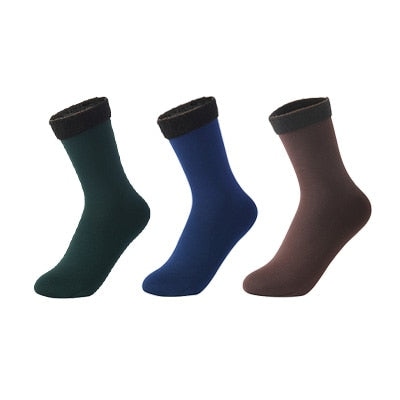 3 par/set de calcetines cálidos de invierno para mujer, calcetines gruesos térmicos de nailon de Color sólido, botas suaves de terciopelo para nieve, calcetín negro para dormir en el suelo