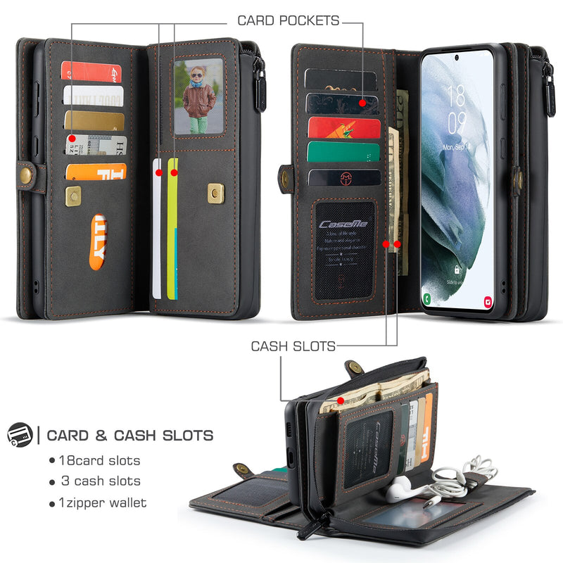 Detachable Wallet Case for Samsung Galaxy S21 Ultra S21+ 5G Leather Case Luxury Magnetic Card Holder Retro Cover for S21 5G
