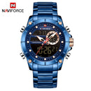 Relojes deportivos NAVIFORCE para hombre, reloj de pulsera de cuarzo Digital a la moda, reloj de pulsera de acero resistente al agua con doble pantalla, reloj Masculino