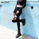 InsDoit, pantalones negros góticos, pantalones Punk con estrella de cinco puntas, pantalones calados, ropa de calle Harajuku, pantalones pitillo sexis ajustados con cremallera para mujer