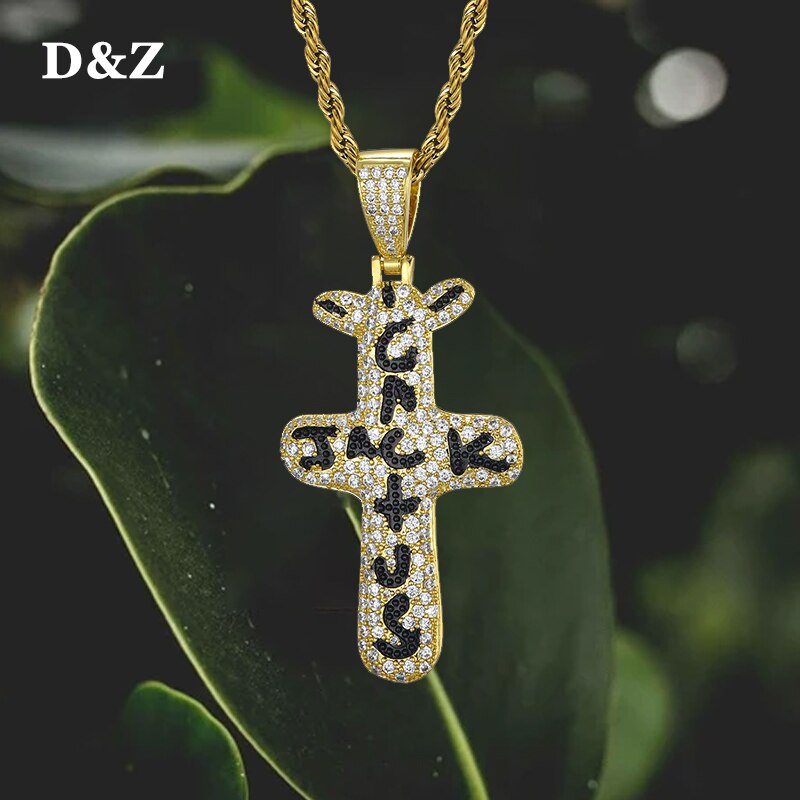 D&Z Cactus Jack Pendant &Necklace Iced Cubic Zircon Plated Gold Silver Color Hip Hop Jewelry For Men Women