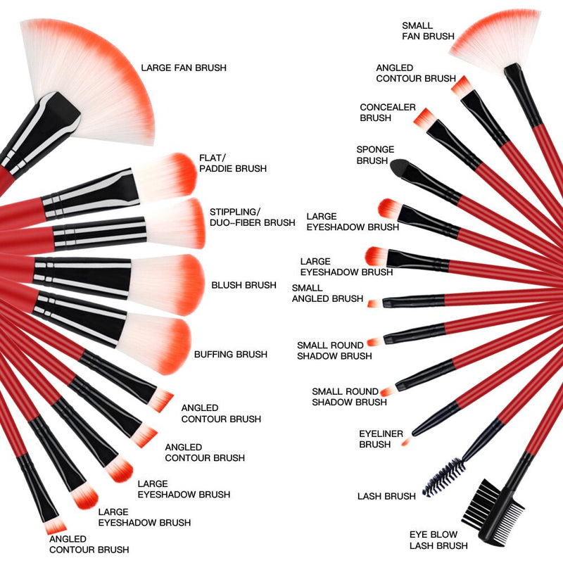 22 Uds. Pinceles de maquillaje, juego de cosméticos, base en polvo, brocha para sombra de ojos, estuche de herramientas, brochas para base en polvo para rostro y ojos