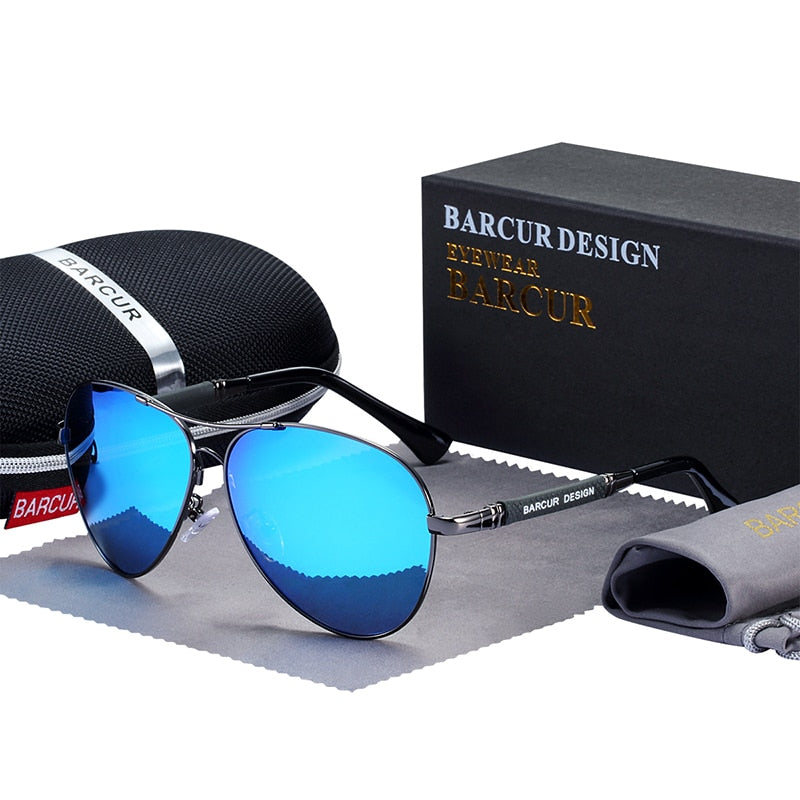 BARCUR Design Titanium Alloy Sunglasses Polarized Men&