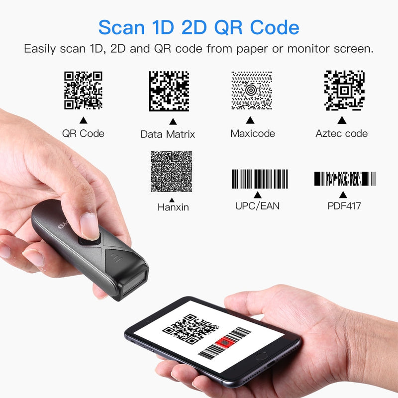 Eyoyo EY-015 Mini-Barcode-Scanner USB verkabelt Bluetooth Wireless 1D 2D QR PDF417 Barcode für IPad IPhone Android Tablets PC