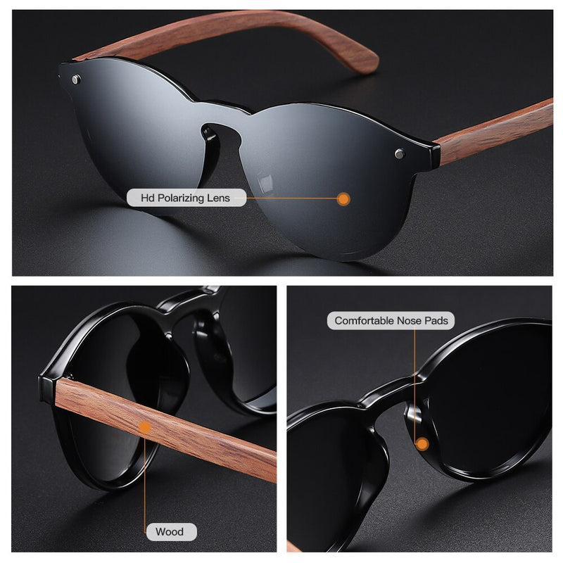 GM  Coated Sunglasses for Men and Women Polarized Bamboo Holder Sun Glasses With Gifts Box Cool Beach Oculos