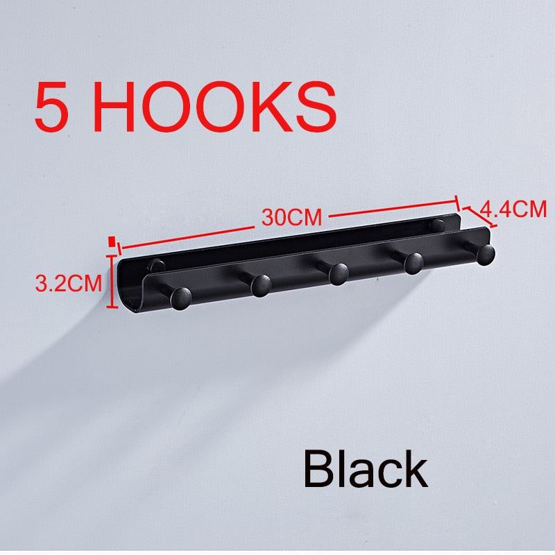 55CM Matte Black Double Towel Bars Bathroom Towel Hanger Space Aluminum Bathroom Accessories Towel Rack Towel Ring  Toilet Brush