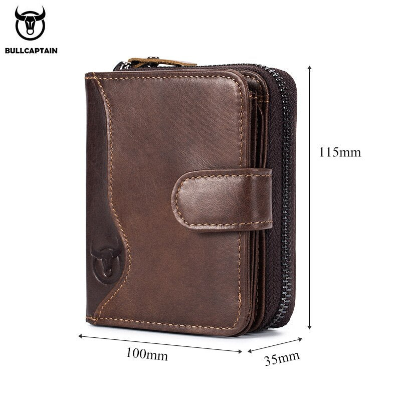 Cartera de cuero para hombre BULLCAPTAIN, carteras de negocios, tarjetero multifunción, caja pequeña para tarjetas