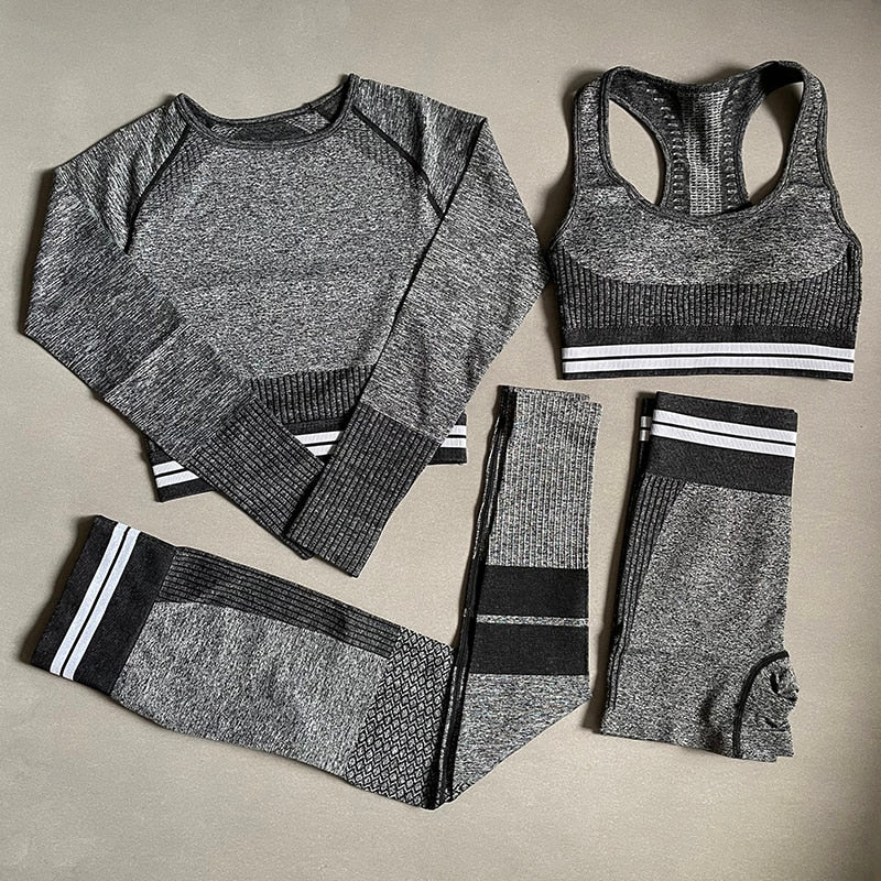 Conjunto de Yoga sin costuras Vital para mujer, 2/4 Uds., Sujetador deportivo, camisetas cortas, pantalones cortos, mallas de cintura alta, ropa de gimnasio, ropa deportiva para mujer