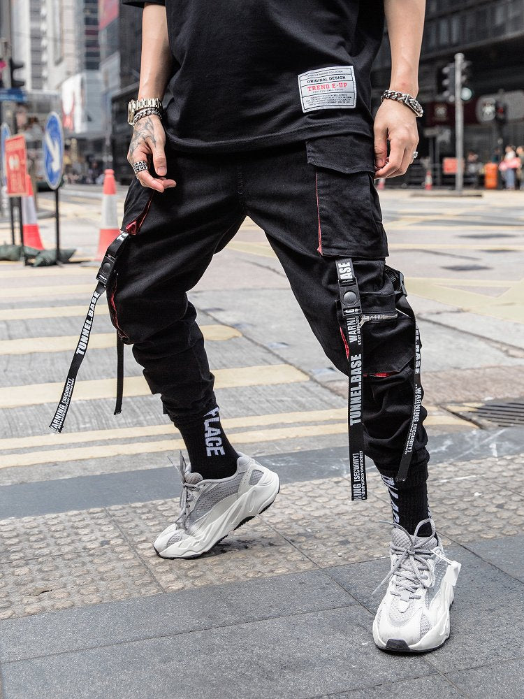 Pantalones Cargo negros de estilo Hip Hop para hombre, ropa de calle, pantalones de chándal de algodón, pantalones bombachos informales, pantalones Harajuku de verano para hombre 2020