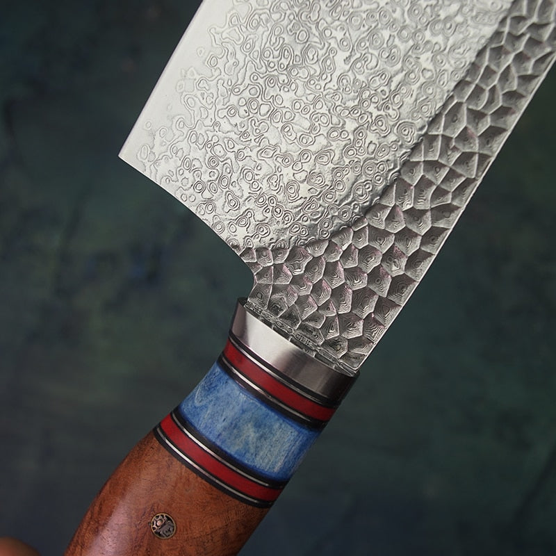 PEDWIFE  7 inch Damascus Steel Chinese Cleaver Knife Chef Knife Stainless Steel Kitchen Knives Slicing Knives Cooking Tools