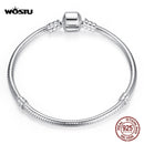 WOSTU-pulsera de plata de ley 100% 925 auténtica para mujer, brazalete Original, cadena de serpiente, joyería de alta calidad para boda, 17-20cm