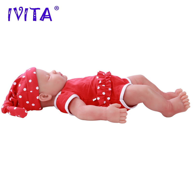 IVITA WG1510 47cm 3,67 kg chica ojos cerrados alta calidad cuerpo completo silicona Reborn muñecas Born Alive Brinquedos realista bebé juguete