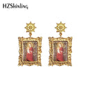 2020 pendientes colgantes antiguos Madre de Dios Virgen María pinturas Retro cabujón de cristal colgantes de Mandala joyería para mujer