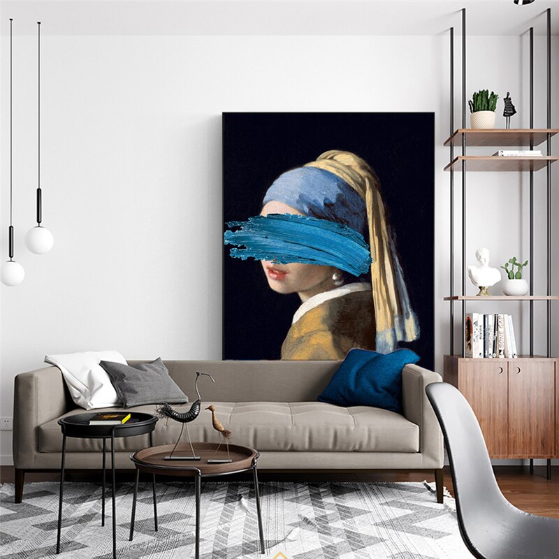 Das Mädchen mit Perlenohrringen, Gemälde auf Leinwand, Reproduktionen berühmter Kunstwerke von Jon Pop, Kunstdrucke, Wandbilder für Wohnkultur