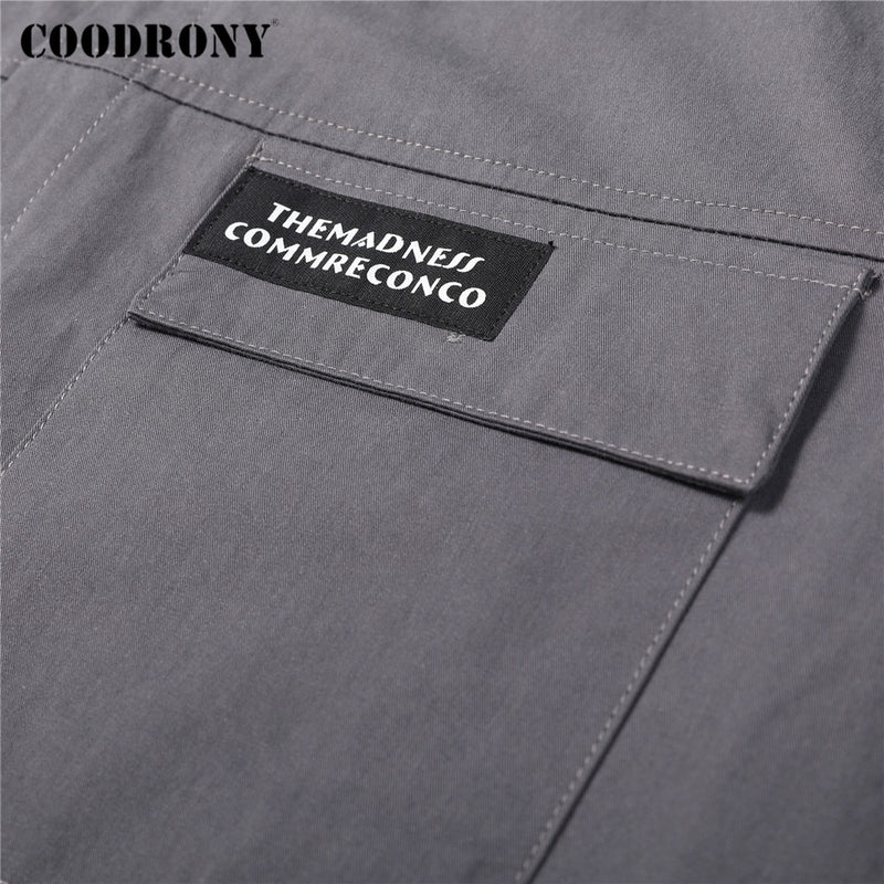 COODRONY marca primavera otoño ropa de calle de alta calidad estilo de moda bolsillo grande 100% algodón camisa de manga larga hombres ropa C6112