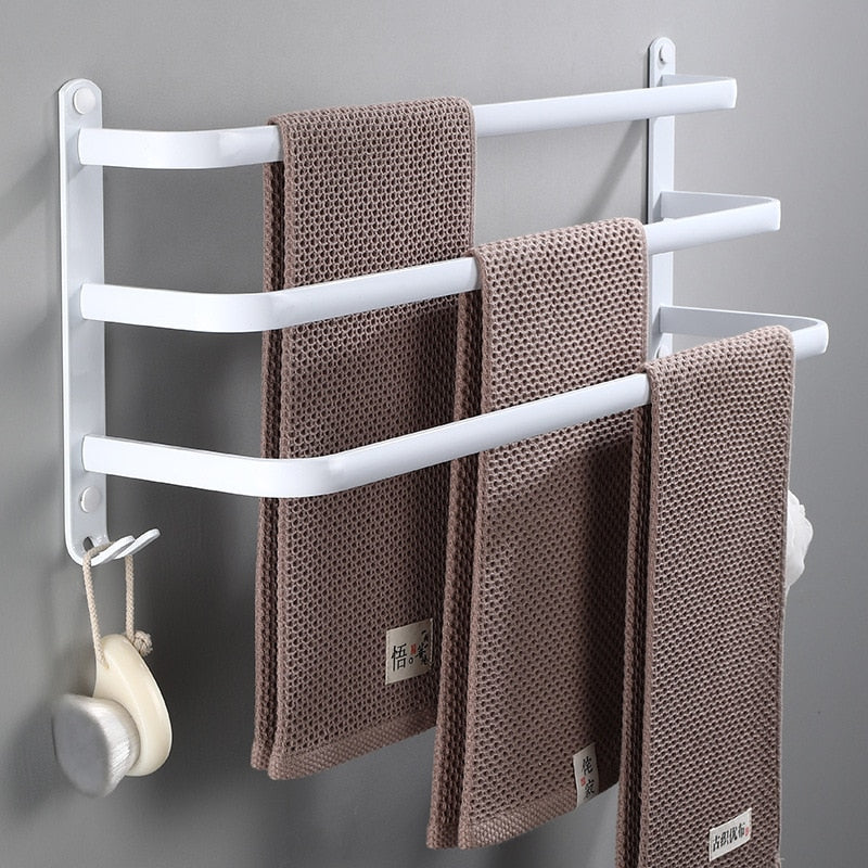 Tuqiu-colgador de toallas montado en la pared, toallero de 30-50 CM, toallero de baño, toallero de aluminio negro, barra de toallero, toallero blanco