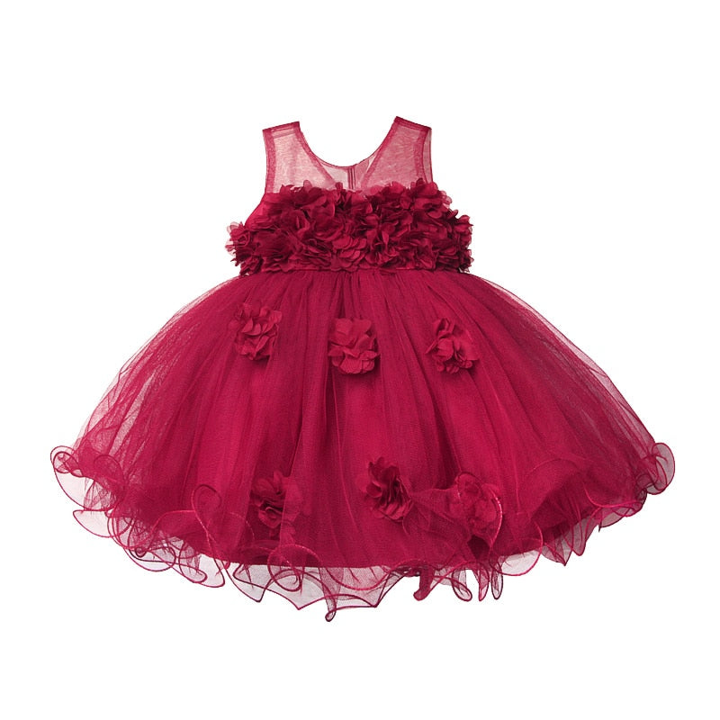 baby girls dresses lace flower kids clothing princess wedding baptism children wear 1 year birthday vestido infantil 6M-4Y