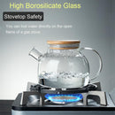 BORREY Big Heat-Resistant Glass Teapot  Flower Tea Kettle Large Clear Glass Fruit Juice Container Ceramic Teapot Holder Base
