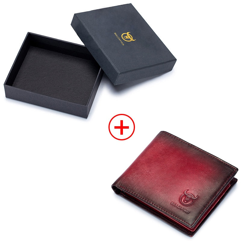 Billetera de cuero para hombre con bloqueo RFID BULLCAPTAIN, billetera delgada plegable, tarjetero multitarjeta, billetera de identificación QB 05