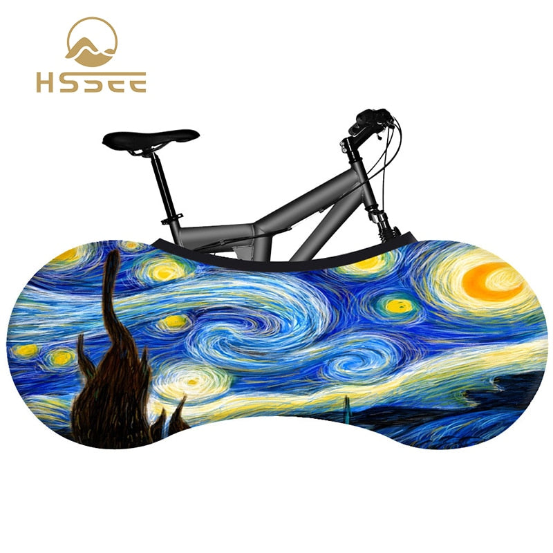 Serie de pintura al óleo HSSEE, cubierta de bicicleta, tela elástica de alta calidad, cubierta de polvo interior para bicicleta de carretera, nueva tecnología que no se desvanece