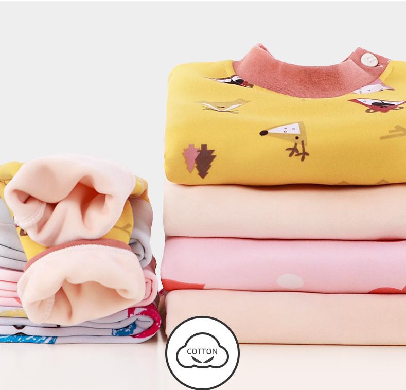 Conjunto de ropa interior térmica para niños 6t ropa de dibujos animados para niños otoño invierno cálido más pantalones gruesos de terciopelo pijama térmico para niñas