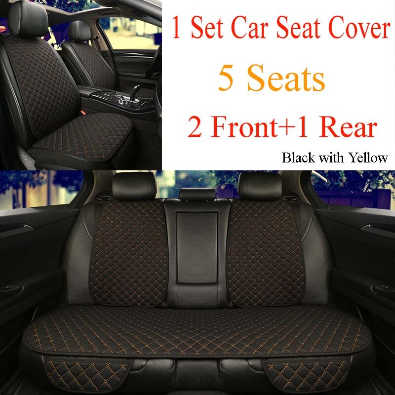 5 Seat/7PCS Flax Car Seat Covers Set Universal Fit Most Auto Protector with Backrest Automobile Line Summer Cushion Pad Mat
