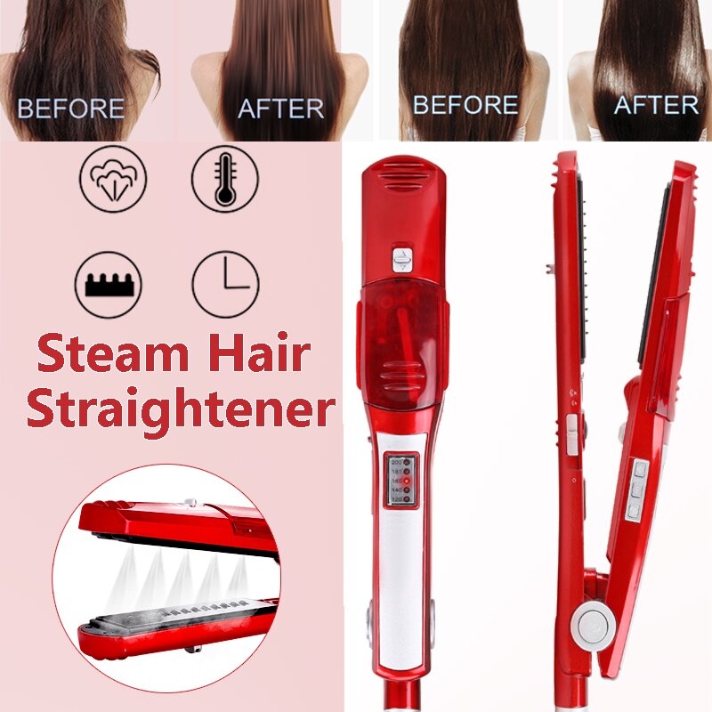 Steam Hair Straightener Ceramic Vapor Infrared Heating Flat Iron Pod Hair Straightening Iron LCD Display Hair Carial Styler Tool