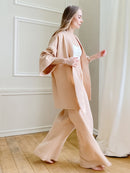 Camisón 100% de algodón para mujer, conjunto de pijama, camisón acampanado, pantalones, conjunto de mangas caídas, albornoz de 2 piezas para mujer