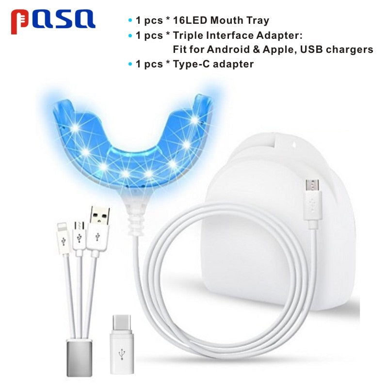 Portable Smart Cold Blue light LED Tooth Whitener Device Oral Whitening Kit 4 USB Ports For Android IOS Teeth Bleaching