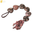 CSJA Heart Shape Natural Stone Car Hanging Chakra Chip Bead Healing Crystal Handmade Weave Lucky Ornament Window Wall Decor G541