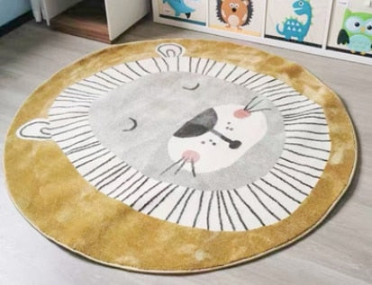 Cartoon Round carpet Owl Panda Rainbow printed Nordic Thickened Anti-fall Mat Bedroom Bedside Children Game crawling mat