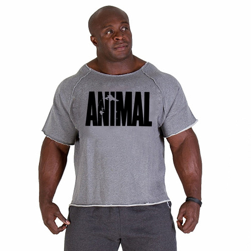 ANIMAL New Men Short Sleeve Cotton t-shirt Summer Casual Fashion Gym Fitness Bodybuilding T shirt Male Loose Tees Tops Clothing