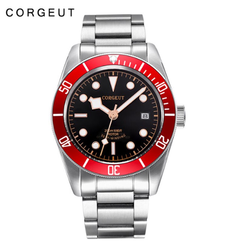 Corgeut Luxury Brand Black Dial Men NH35 Miyota Automatic Mechanical Watch Military Sport Swim Steel Mechanical Wrist Watches