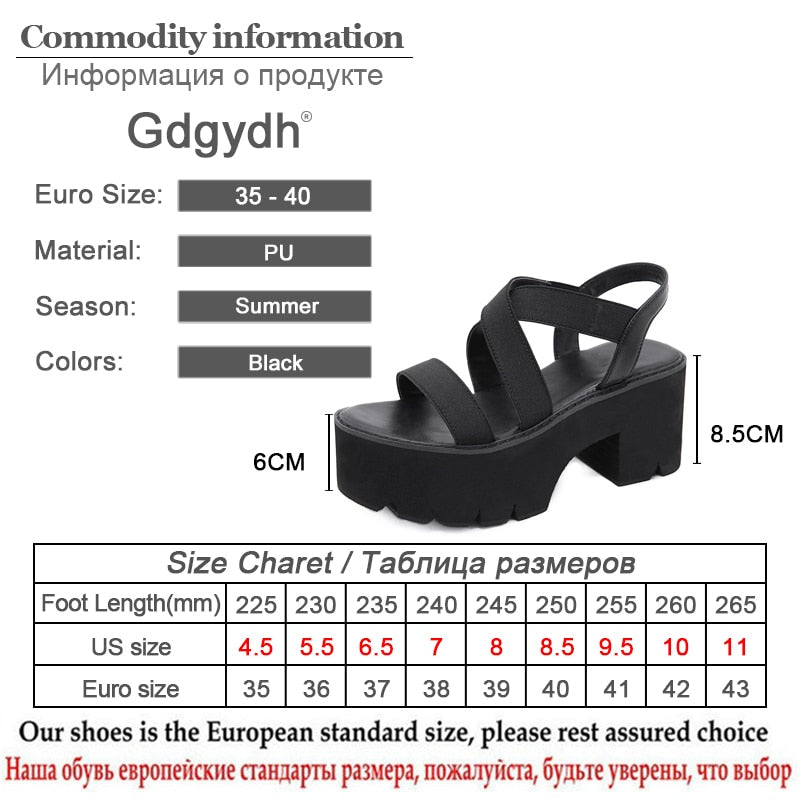 Gdgydh 2022 Sommer Frauen Gladiator Sandalen Dicke Plattform High Heels Bequeme Weibliche Schuhe Gummiband Schwarze Schuhe Drop Ship