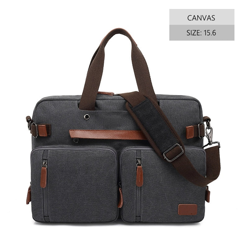 Men Canvas Work Bag Briefcase Travel Messenger Shoulder Bag Multifunction Tote Handbag Big Casual Business Laptop Pocket XA284ZC