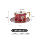 Moroccan Style Luxury Coffee Cup and Saucer Set with Gold Handle for Special Coffee Cappuccino Ceramic Tea Cup 250ml