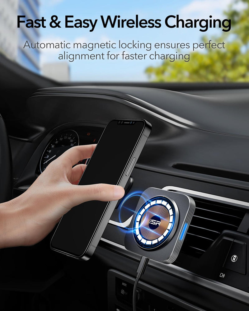 ESR Magnetischer Autotelefonhalter in Autohalterung für iPhone 13 Pro Max HaloLock 15W Ladegerät Kabelloses Autoladegerät für iPhone 12 Halterung