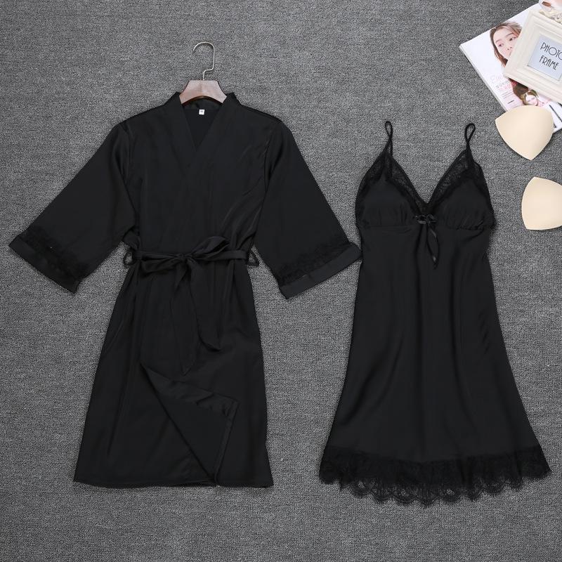 Sexy Womens Night Robe Strap Top Pajamas Suit Summer Two Piec Sleepwear Sets Casual Home Wear Nightwear Sleep Kimono Bath Gown