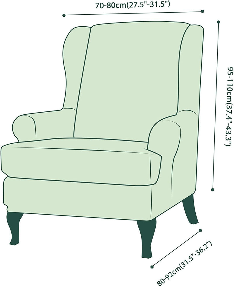 Ohrensessel-Abdeckung Jacquard-Spandex-Stretch-Schonbezüge für Bürostühle Stilvolles 2-teiliges Set mit Gummiband