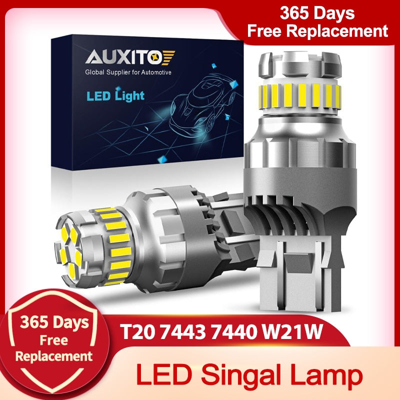 AUXITO 2Pcs T20 W21/5W 7443 7440 LED Canbus Light For Lada Kalina Granta Vesta DRL W21W WY21W LED Bulbs 6500K White Super Bright