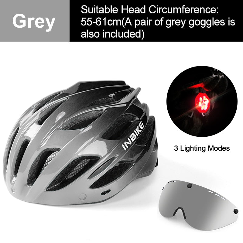 INBIKE Light Bicycle Helmet Safe Hat For Men Women Ultralight MTB Bike Helmet with Taillight Sport Riding Cycling Helmet IH19301