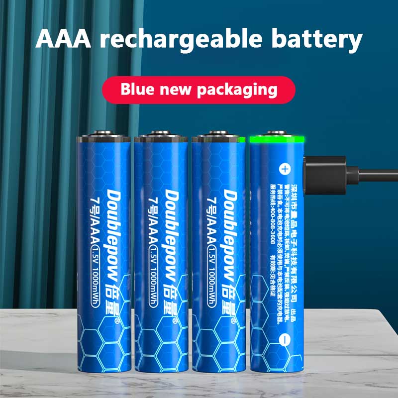 Batería recargable USB AAA de 1,5 V, batería de iones de litio de 1000 mwh para control remoto, ratón inalámbrico + Cable de alta capacidad