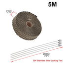 5M/10M/15M Motorcycle Exhaust Thermal Tape Header Heat Wrap Manifold Insulation Roll Resistant with Stainless Ties