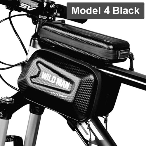 Bolsa de teléfono para bicicleta WILD MAN Waterproo, bolsa de marco de tubo superior, bolsa de haz frontal para ciclismo, soporte de teléfono para bolsa de bicicleta con pantalla táctil de 6,5 pulgadas