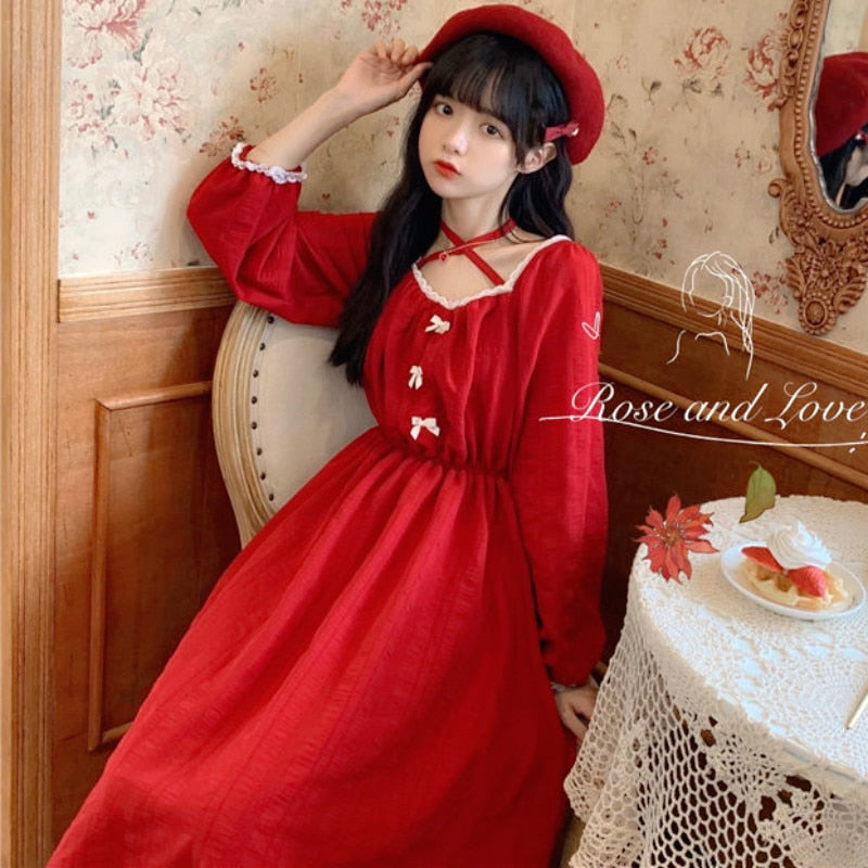 Japanisches Lolita Gothic Kleid Frauen Schwarz Niedlich Vintage Kawaii Chiffon Kleid Lässig Langarm Y2k Kleid Neu 2020 Damen Herbst
