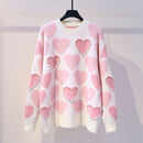 H.SA Women Knitted Sweater and Pullovers Oneck Pearls Beading Sweaters Sweet Heart Pull Jumpers Long Sleeve Kawaii Pull Femme