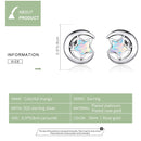 bamoer Genuine 925 Sterling Silver Moon and Star 2 Colors Opal Stud Earrings for Women Wedding Statement Jewelry Boucles SCE816
