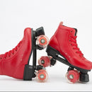 Red Artificial Leather Double Row Roller Skates Shoes Woman Man Outdoor Sports 4-Wheel Patines Shoes