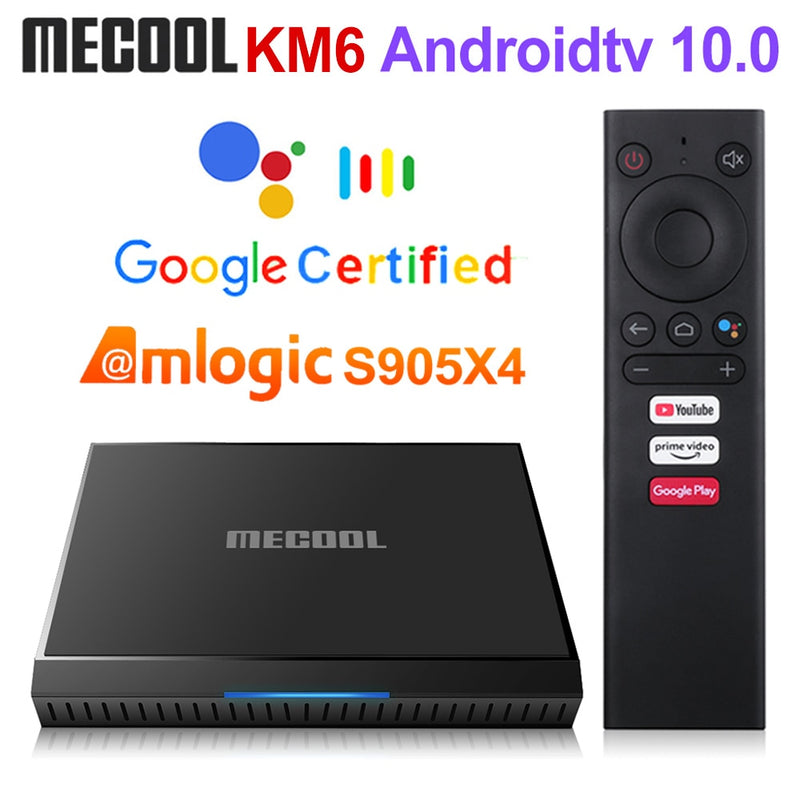 Global Mecool KM6 Deluxe Edition Amlogic S905X4 TV-Box Android 10 4G 64GB 32G Google-zertifizierte Unterstützung Wifi6 BT1000M Set-Top-Box